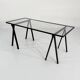 "Trestle" glass and metal desk by Rodney Kinsman for Bieffeplast, 198