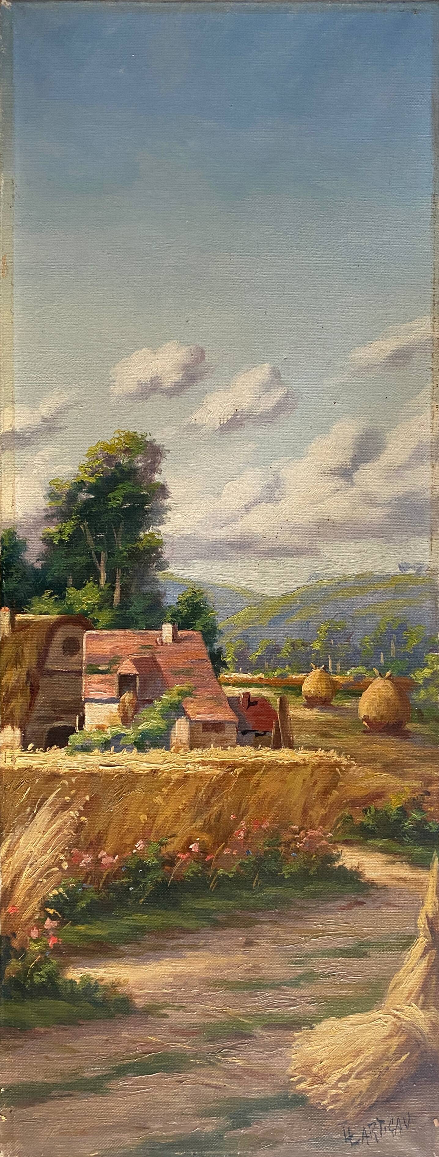 Suite of 4 paintings HST "The four seasons" by L. Lartigan XIX° / XX°