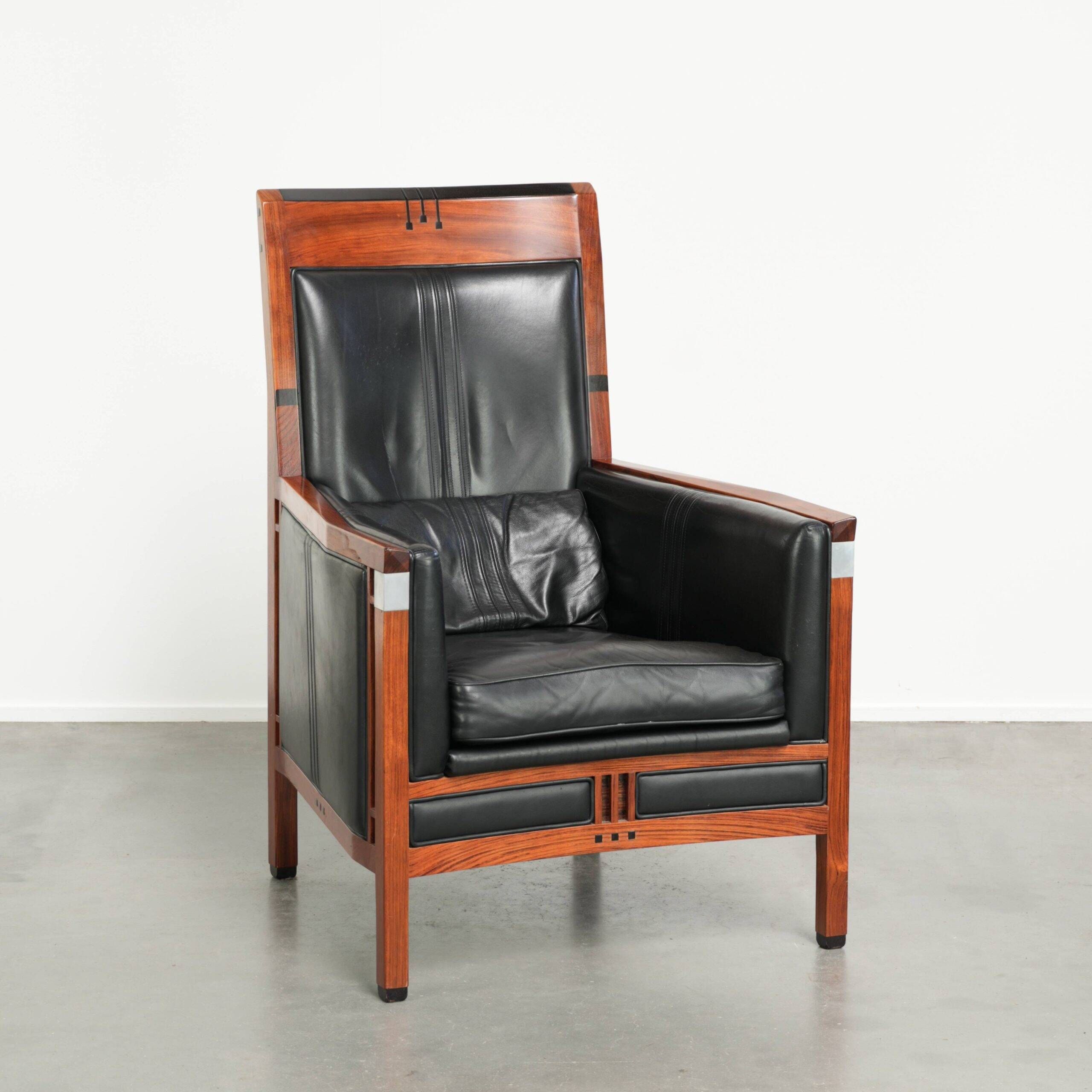 Stylish cowhide Art Deco design armchair