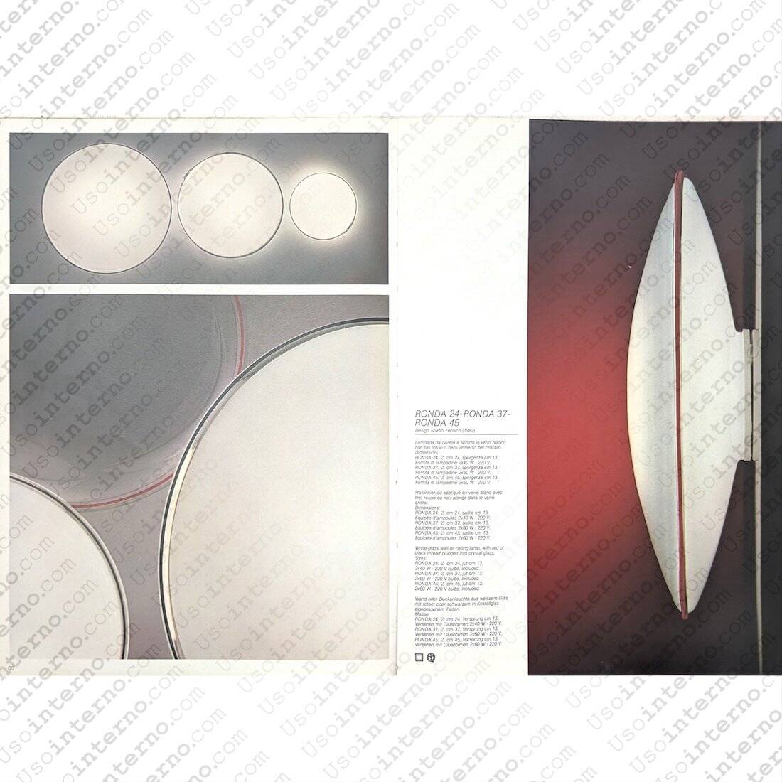 Round ceiling light Ronda 37 by Studio Tecnico Leucos for Leucos, 1970s.