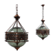 Pair of 1970s Brutalist Copper and Blown Glass Green Bottle Pendant Lamps