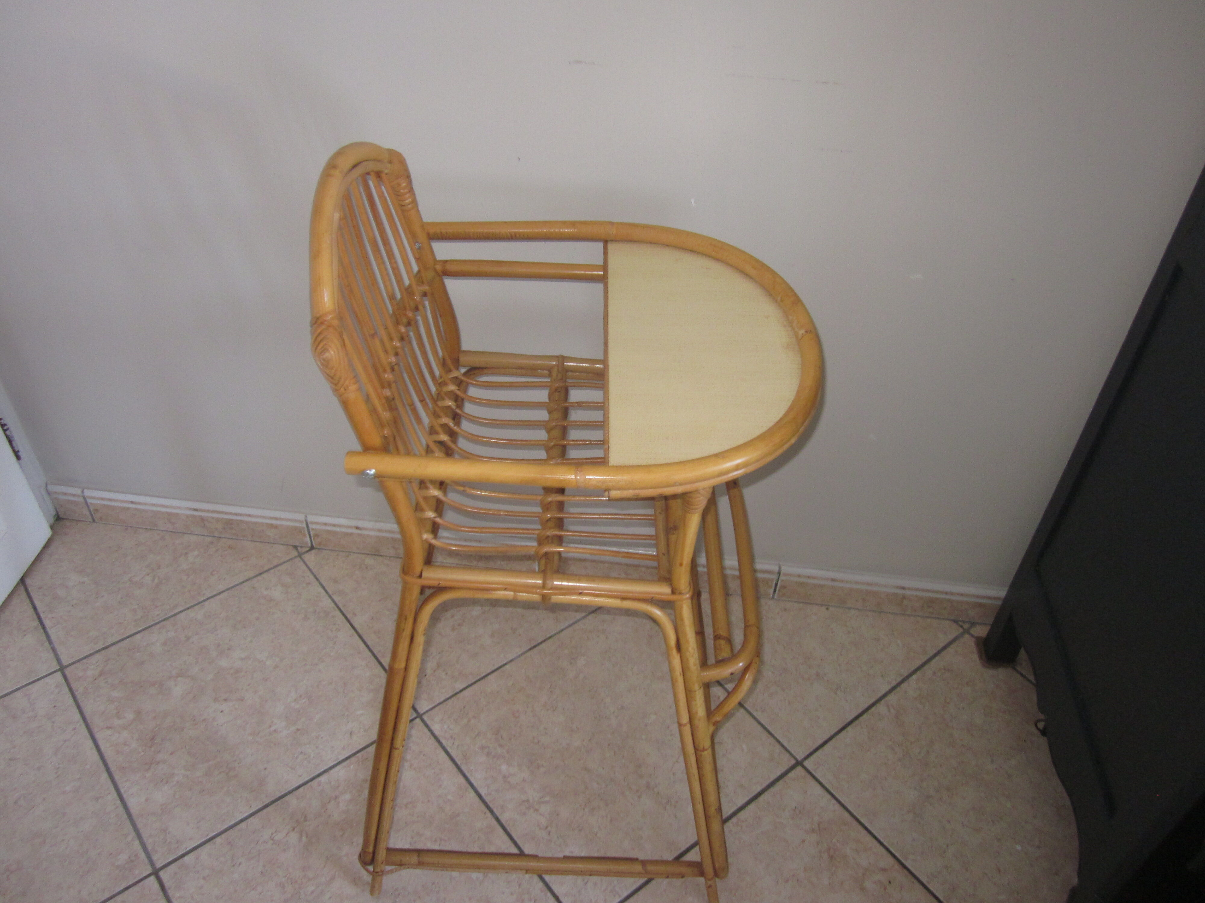 High chair child rattan of the years 60