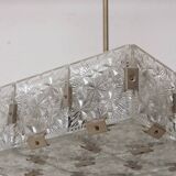 Vintage glass and chrome steel suspension Kamenický Šenov 1970s Czechoslovakia