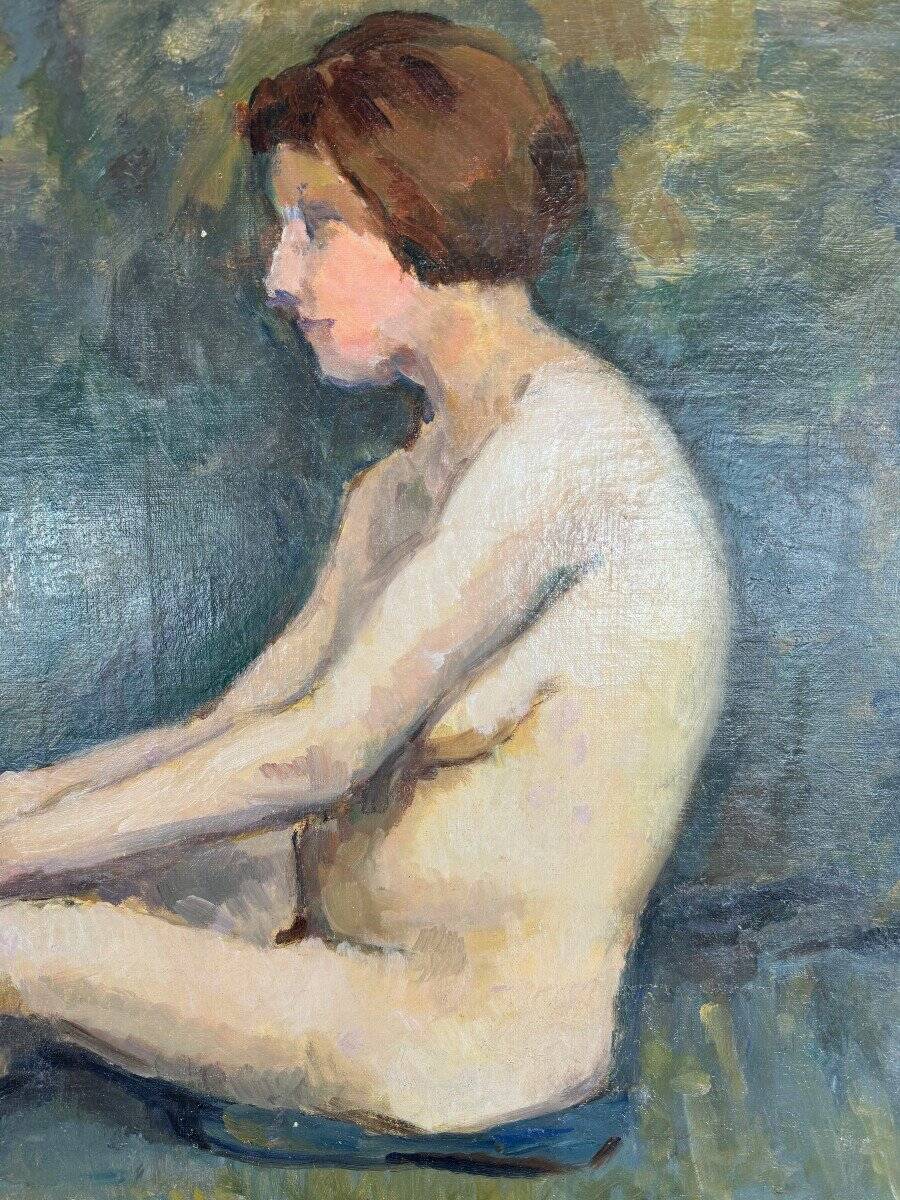 Oil Painting on Canvas Seated Nude, French School, Early 20th Century