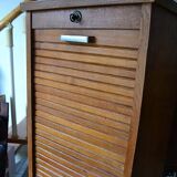 1950s curtain cabinet oak storage unit