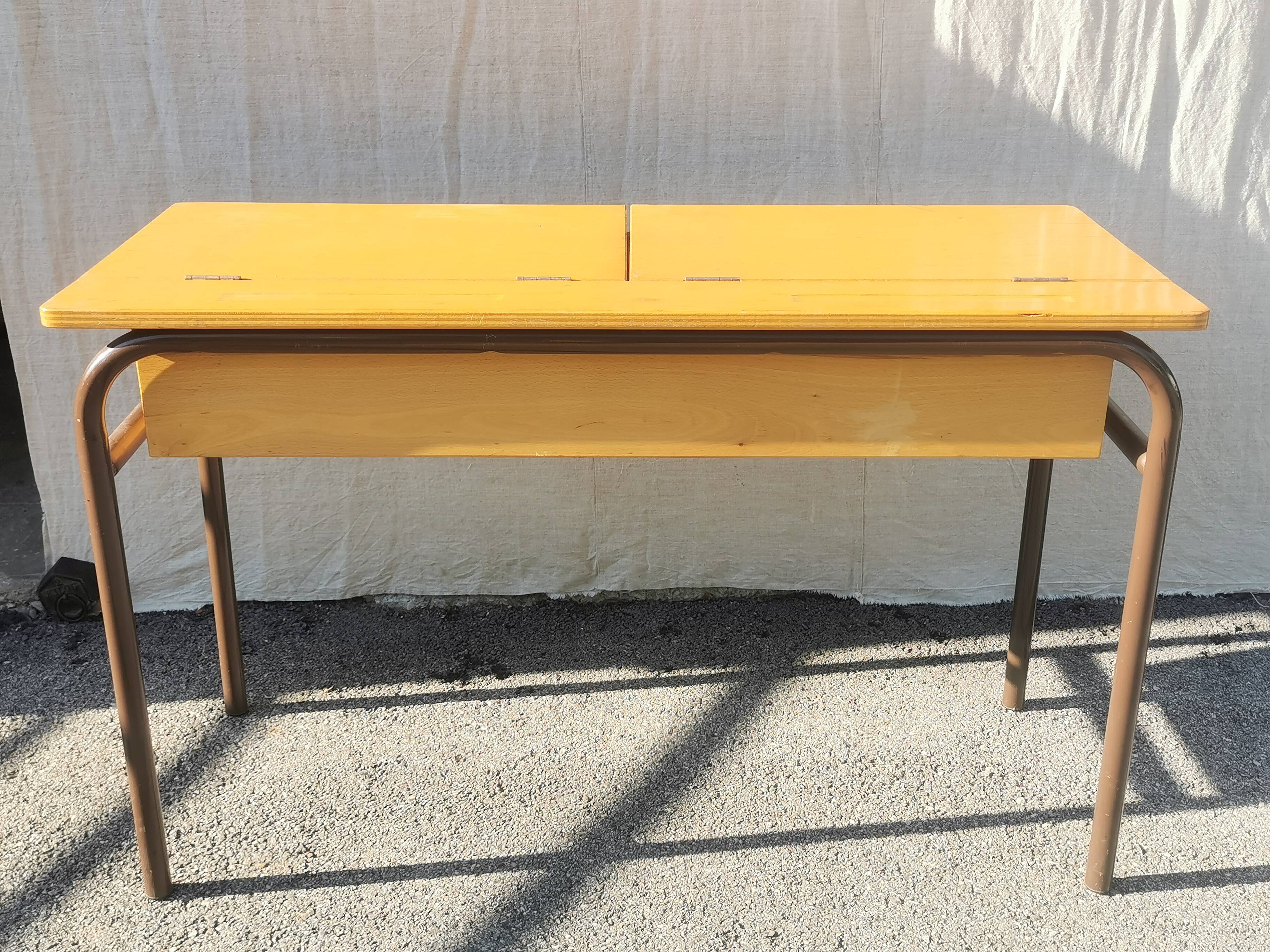 Vintage 2-seater desk with 2 leaves