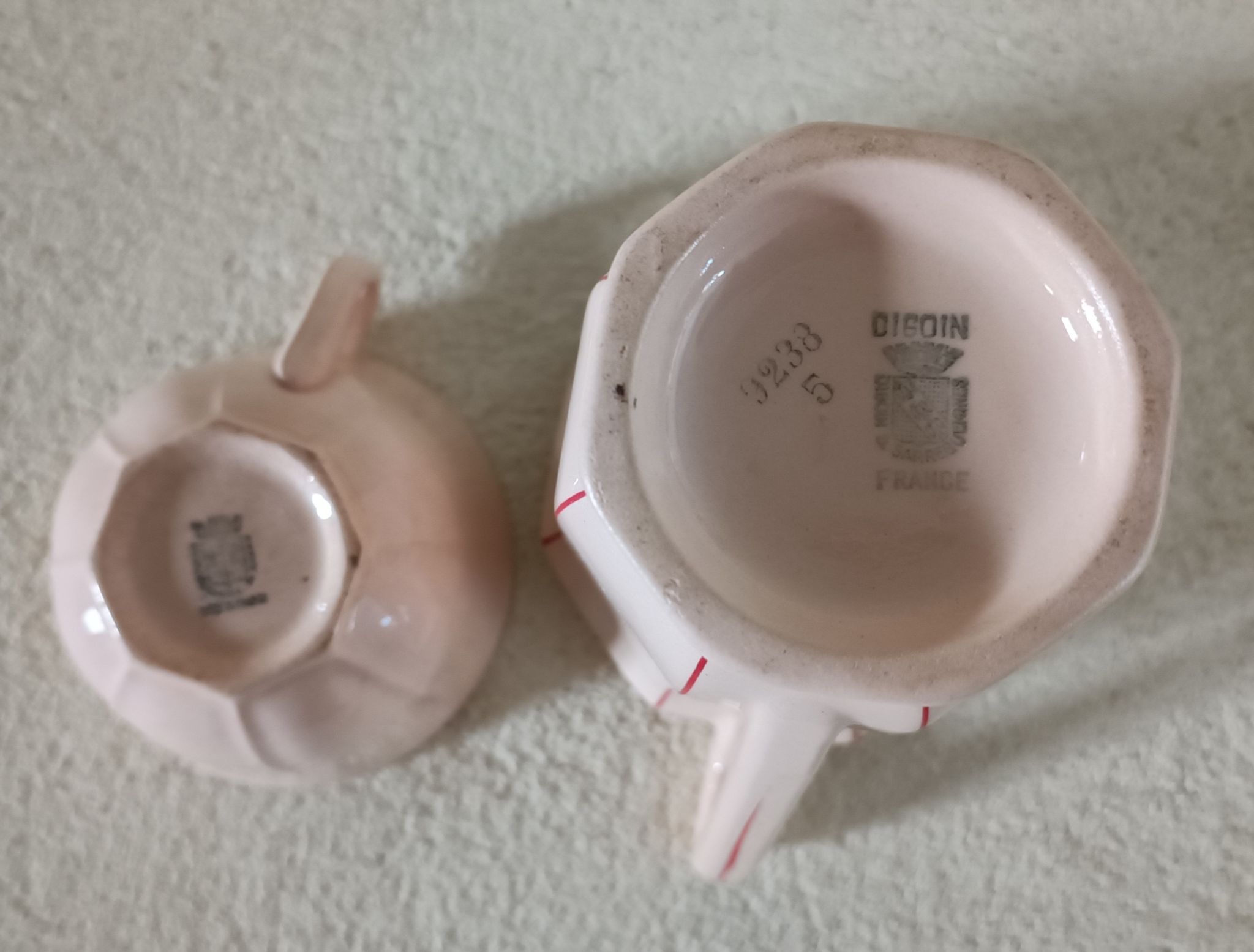 Art Deco ironstone milk jug and cup