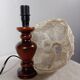 Table lamp with romantic wood and lace ambiance, retro chic