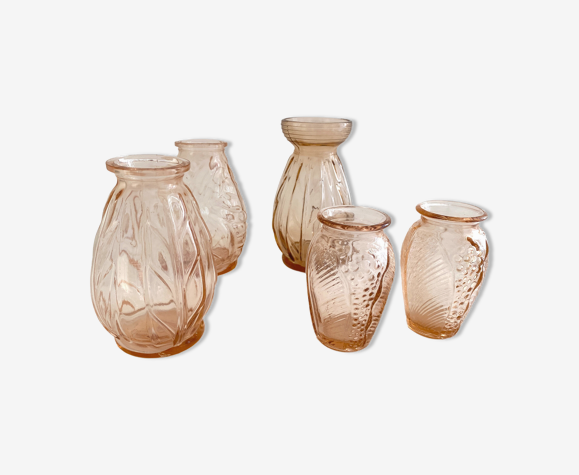 Série de cinq vases rose