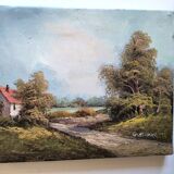 Antique oil painting. Country house - signed G. Monroe