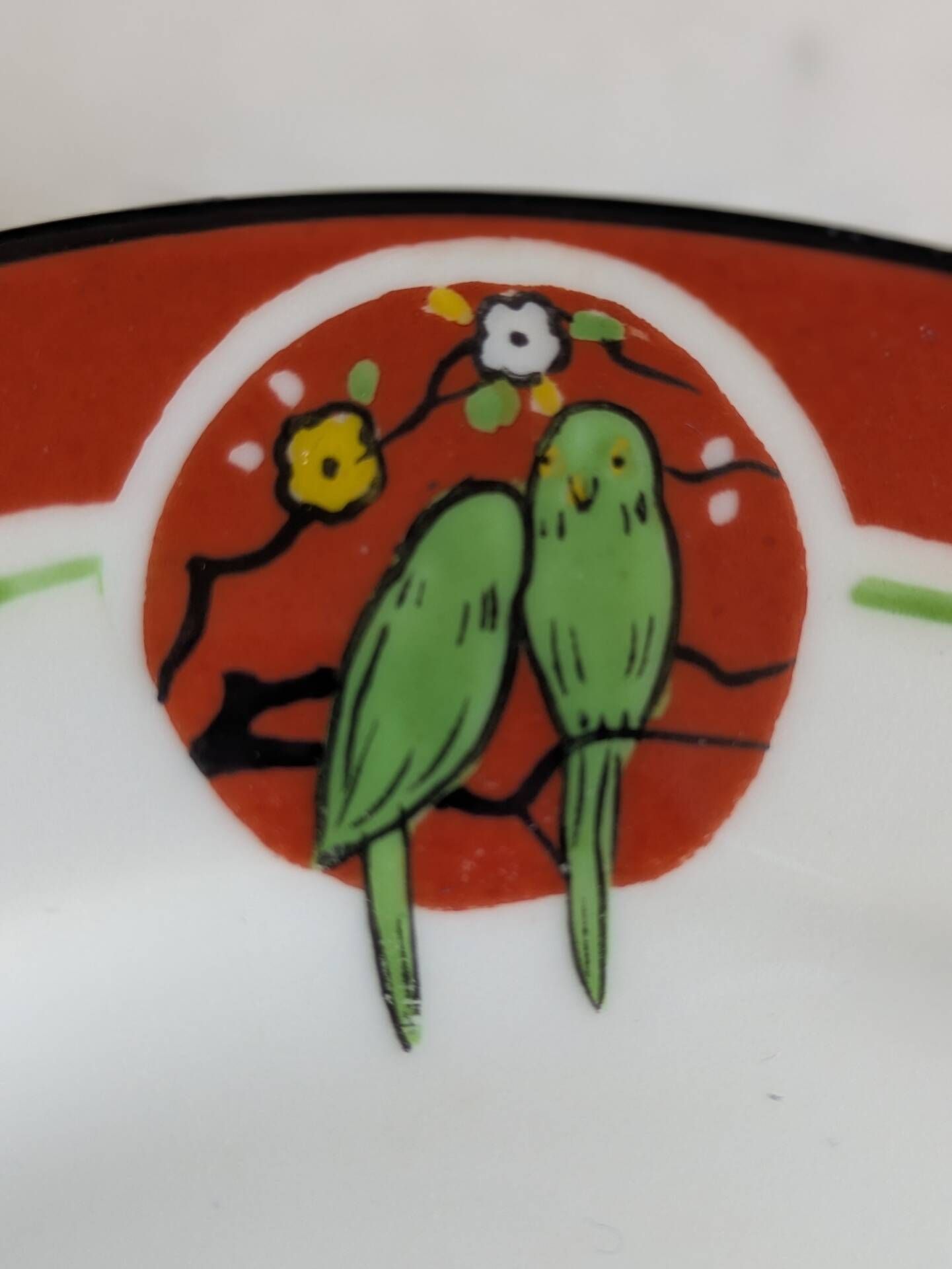 Art Deco dessert plates Henri Delcourt / Boulogne sur Mer / parakeet