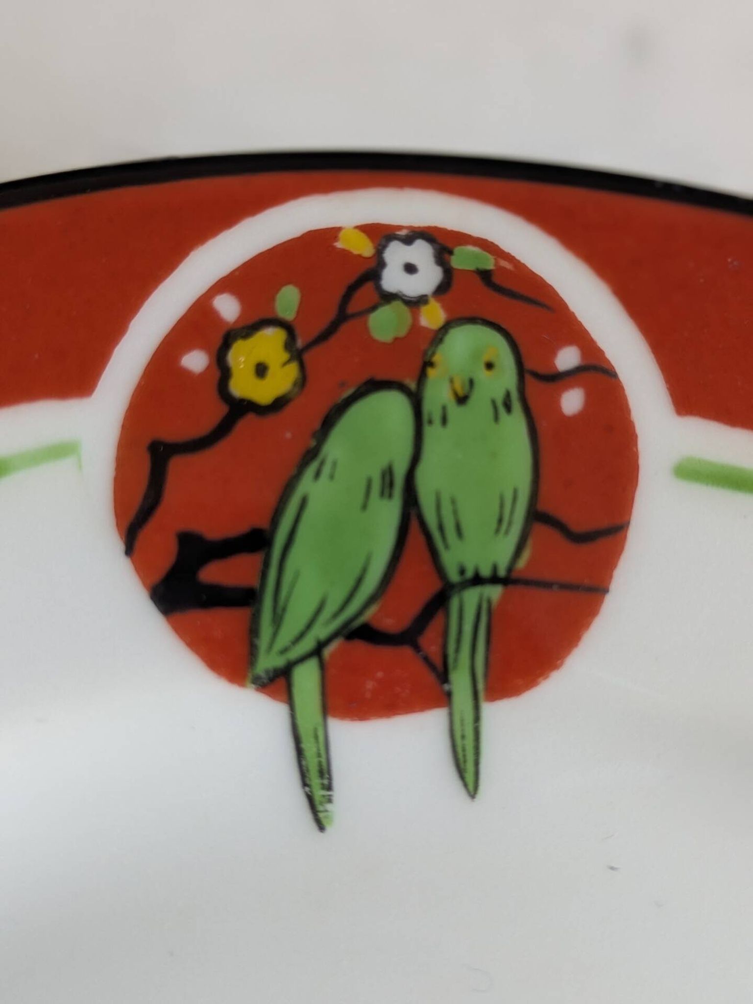 Art Deco dessert plates Henri Delcourt / Boulogne sur Mer / parakeet