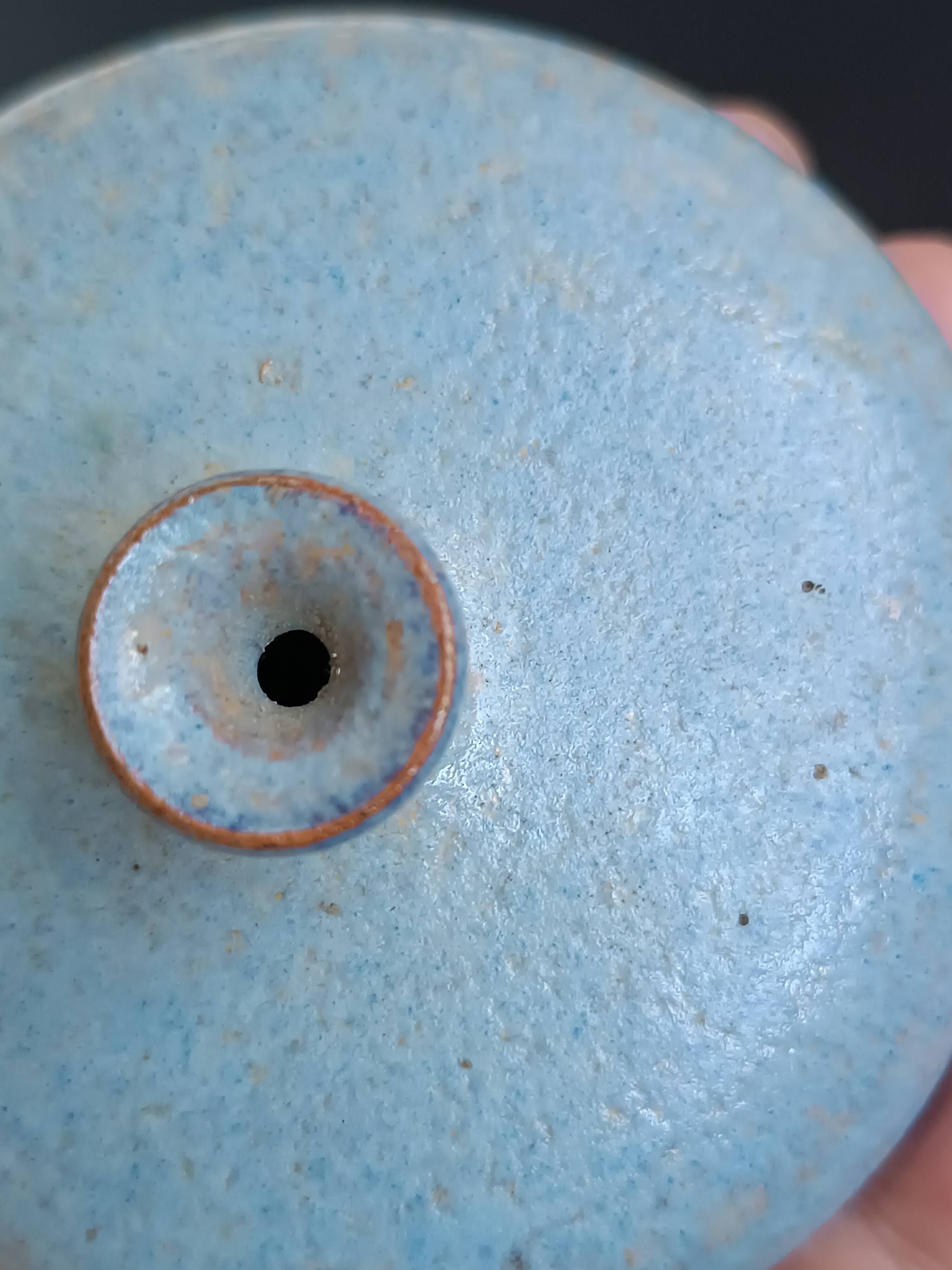 Glacier blue stoneware spherical ceramic Antonio Lampecco vintage