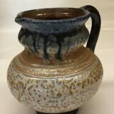 Belgian flamed salt-glazed stoneware pitcher by Pitot