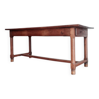 Antique farm table with 2 drawers