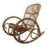Mid-Century Italian Bamboo Rocking Chair, 1950s