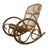 Mid-Century Italian Bamboo Rocking Chair, 1950s