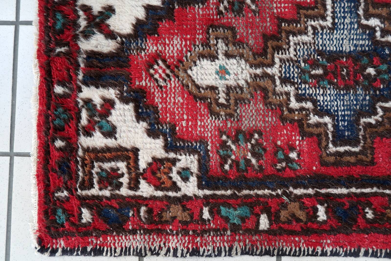 Tapis Vintage Hamadan en Laine (55cm x 88cm), Années 1970