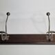 Wall coat rack, two double hooks, steel and wood, 50 cm