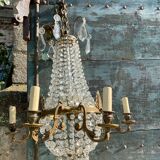 Bronze and crystal hot air balloon chandelier