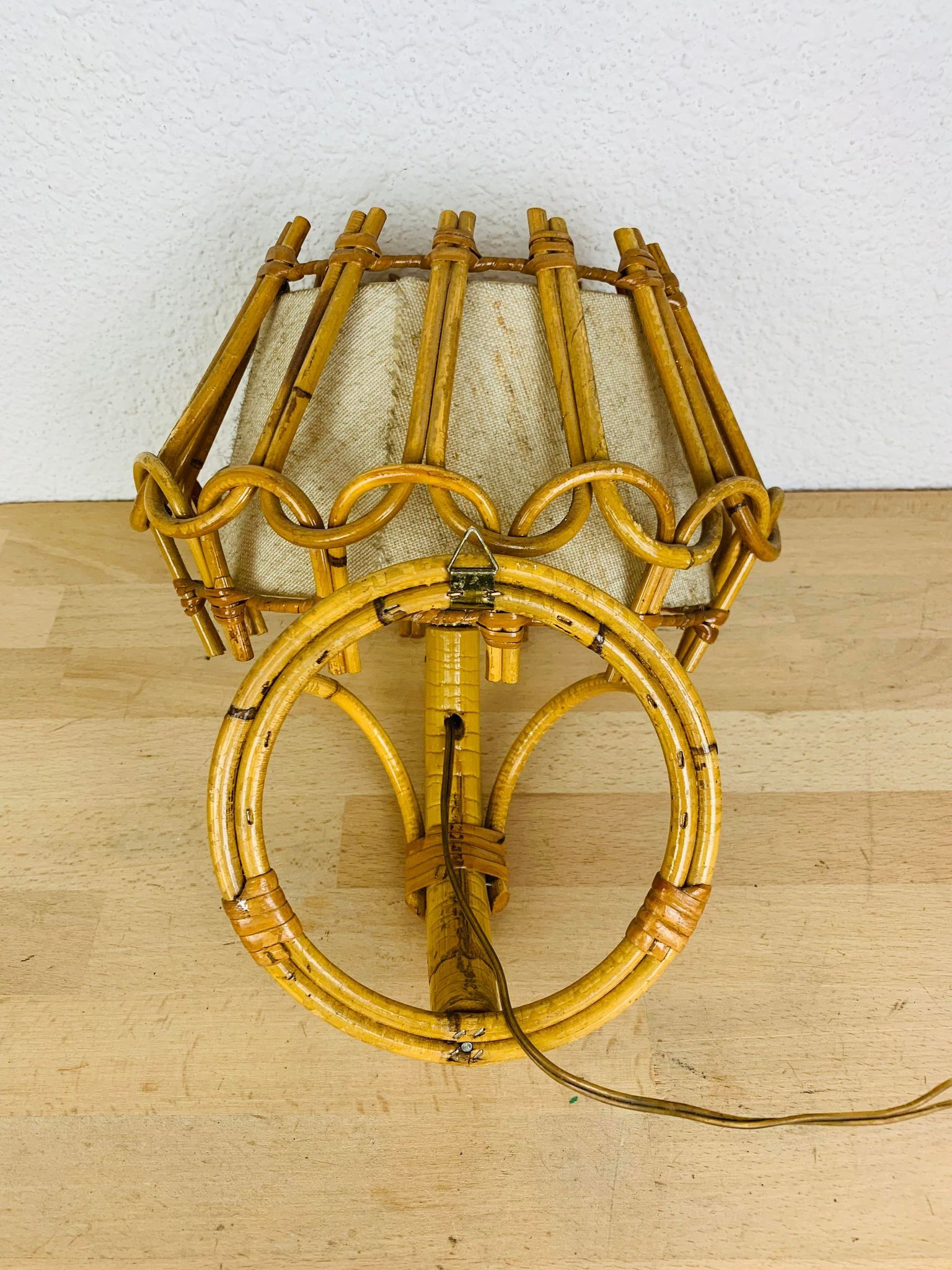 Rattan wall lamp 50s chic jungle style, Sognot