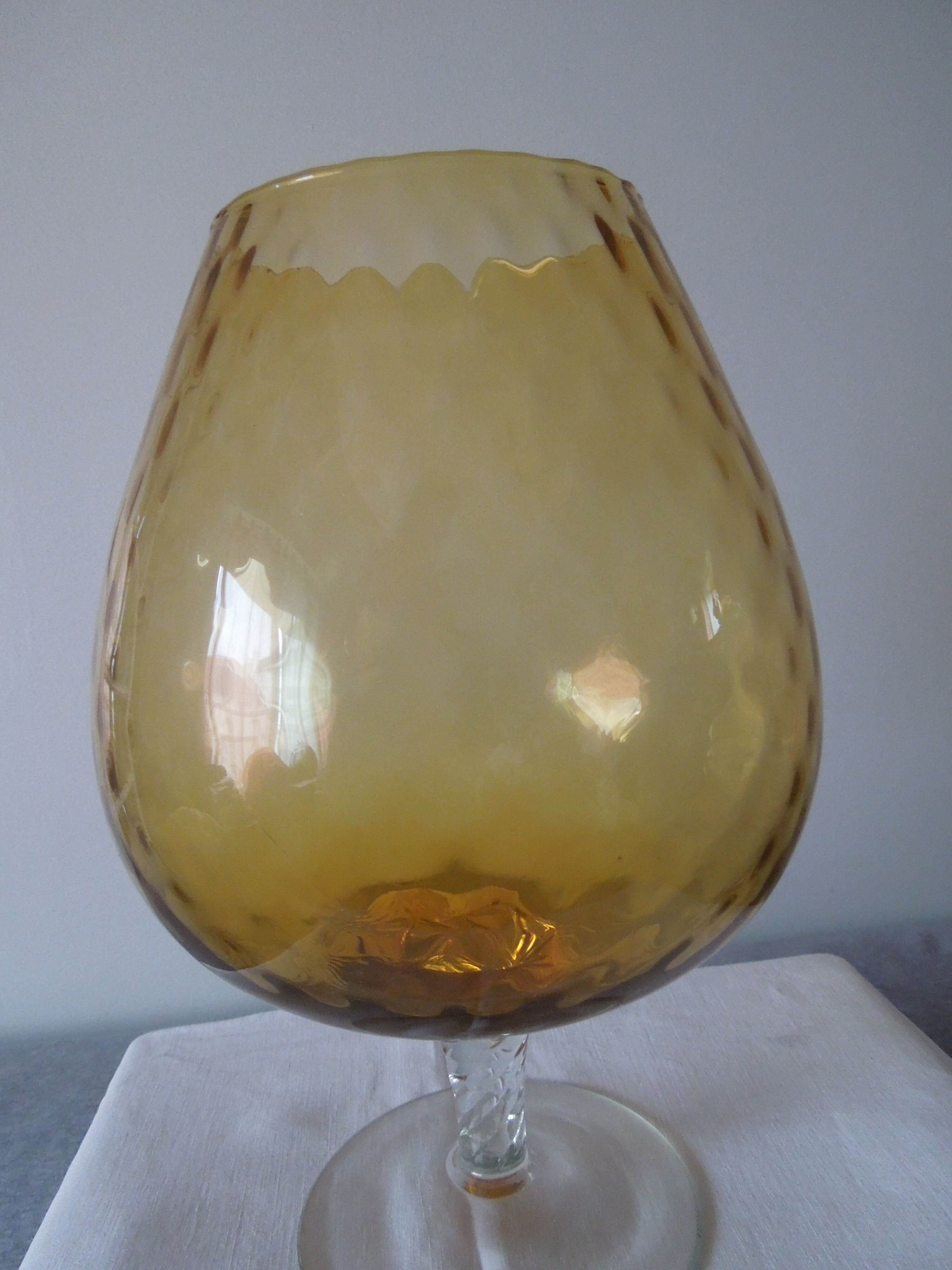 Glass ball foot vintage ochre