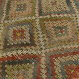 192x330Cm Soft Vintage Rug, Anatolian Kilim Rug
