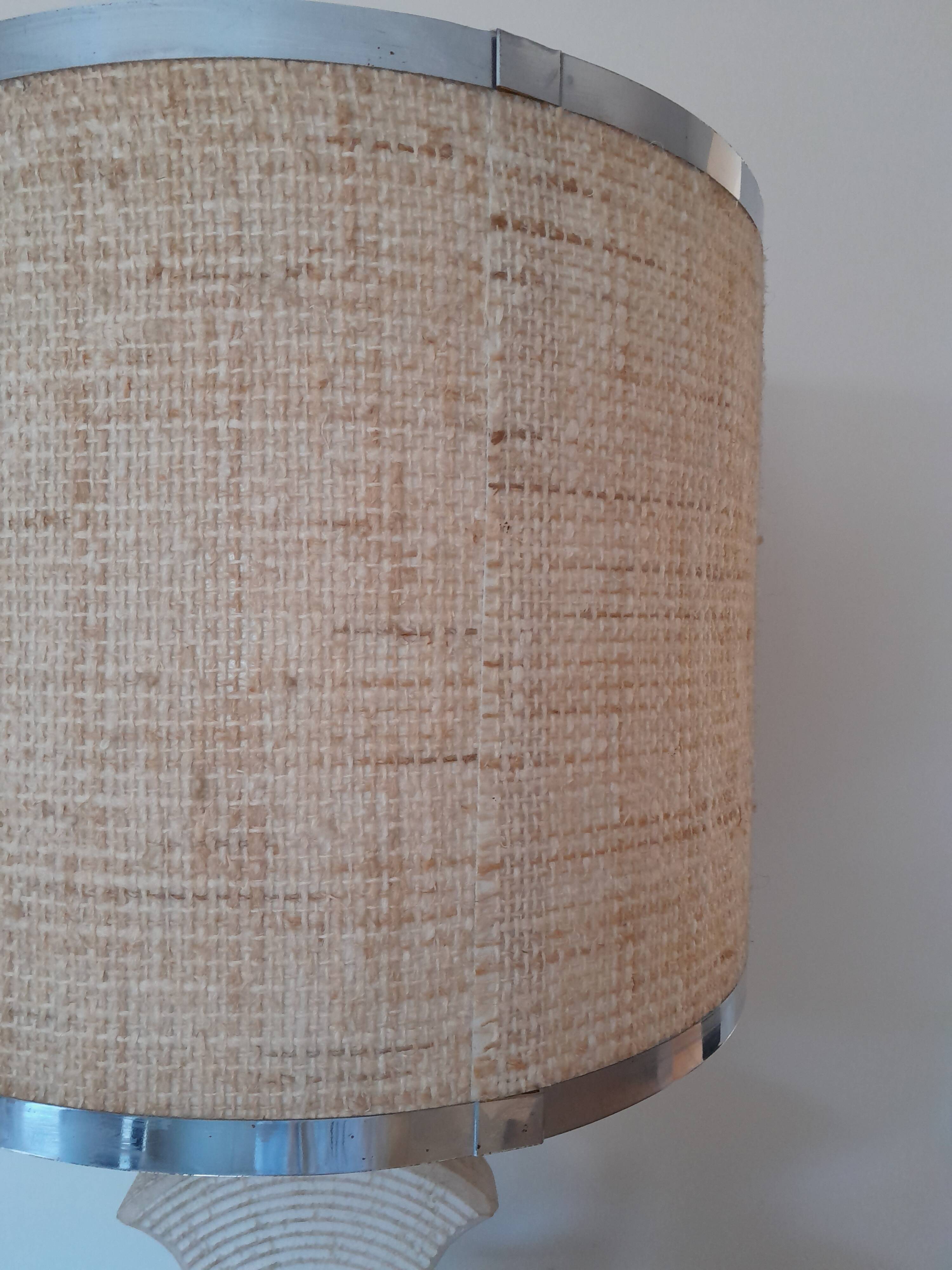 Brutalist lamp in Gard stone and chrome, 1970s