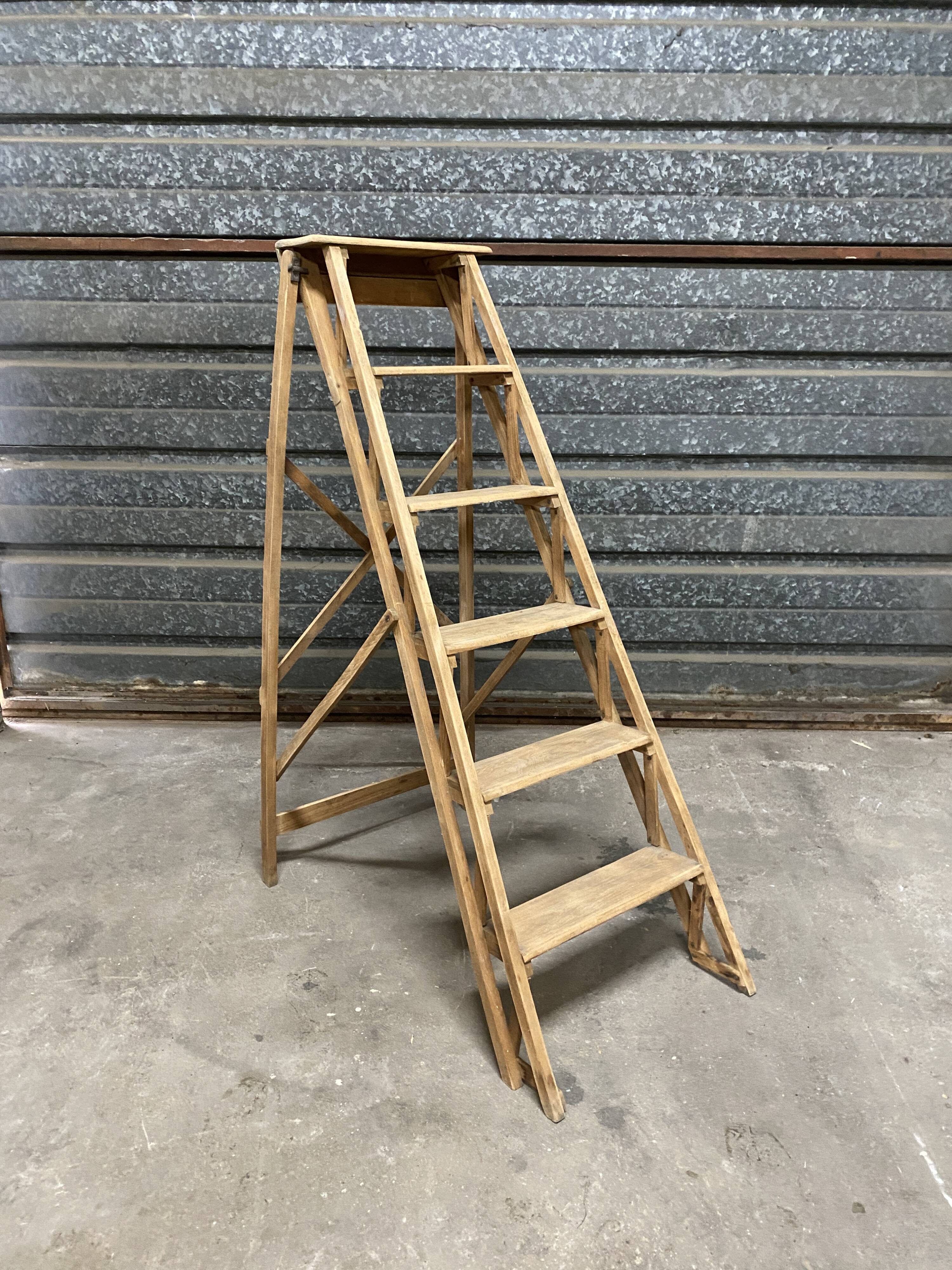 old wooden step stool