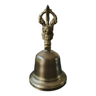Cloche de Table/méditation Tibétaine. A pointe Vajra. En bronze/laiton. Haut 14,5 cm
