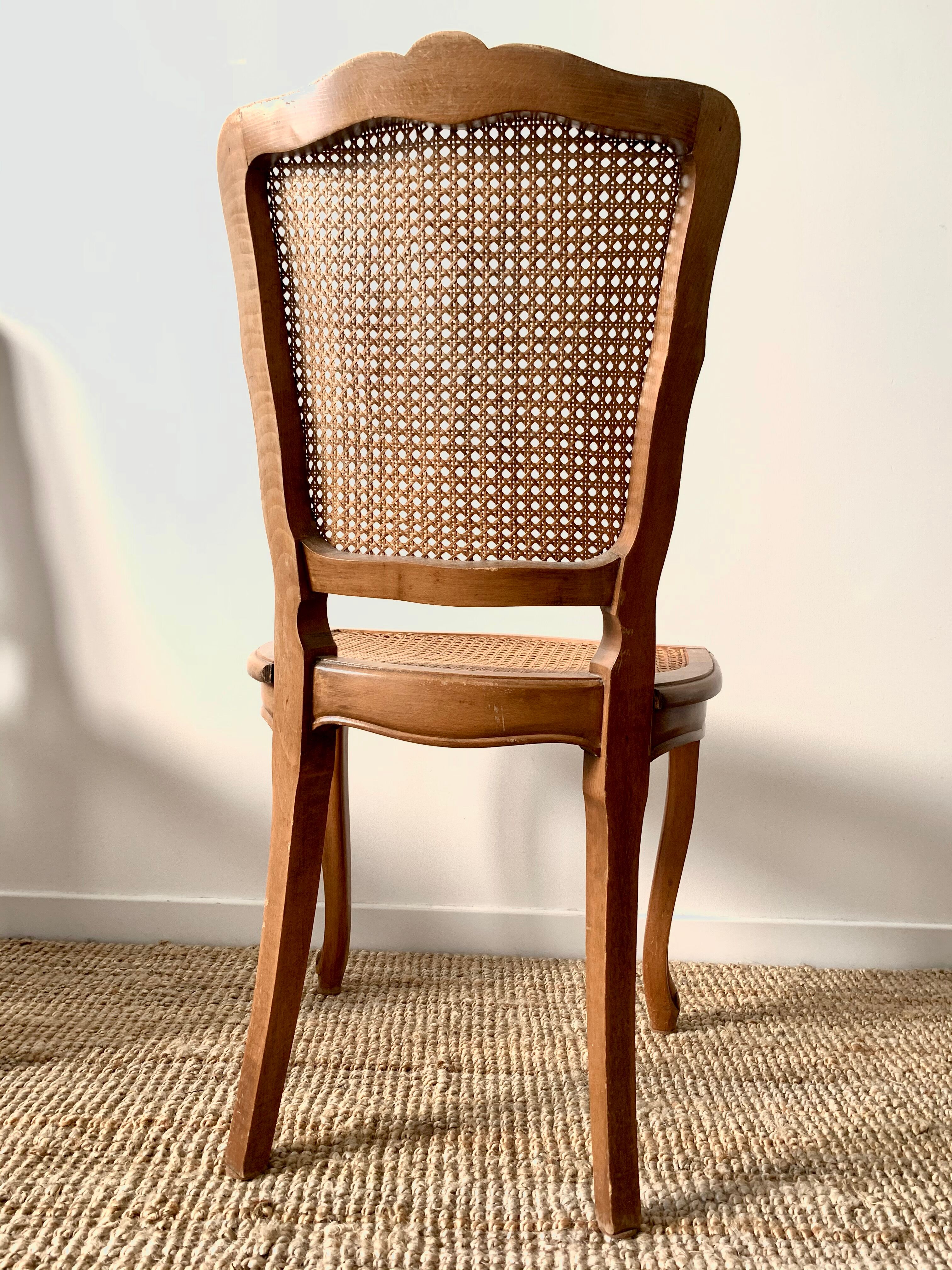 Pair of Louis XV style beech tanned chairs with shell pattern