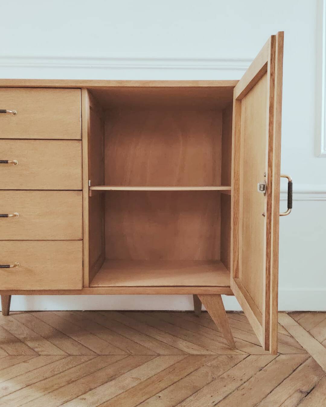 Small renovated vintage sideboard, Scandinavian style, 1950s-60s.