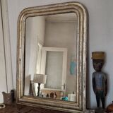Antique Louis Philippe silvered mirror.