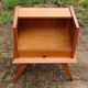 Solid pitch pine bedside table with vintage splayed legs.