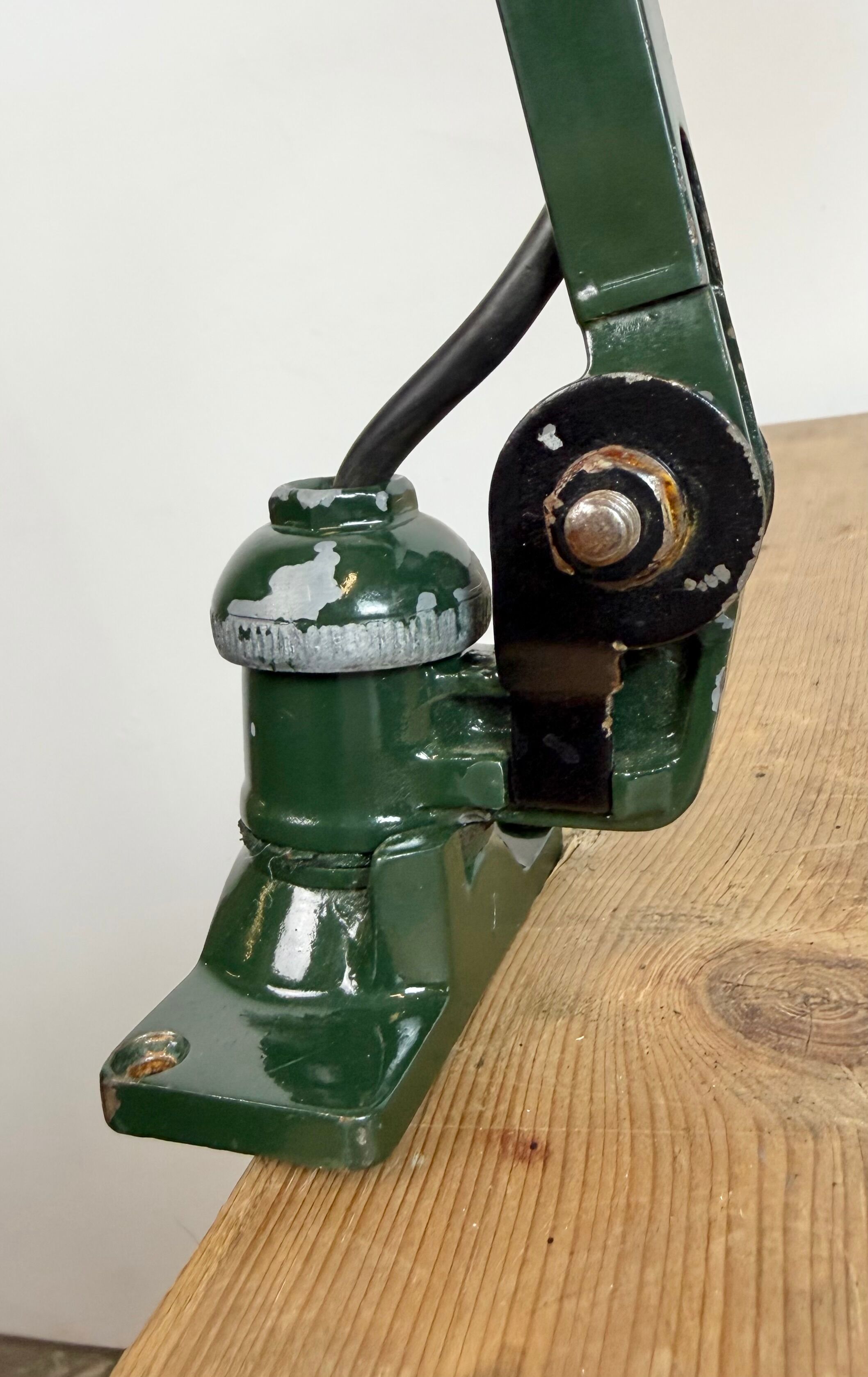 Industrial Green Enamel Adjustable Table Lamp, 1960s