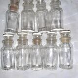 9 vintage thick glass spice bottles