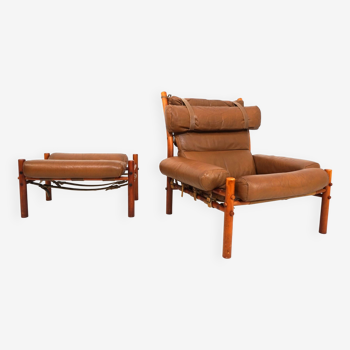 Arne Norell Inca chair with ottoman for Norell AB