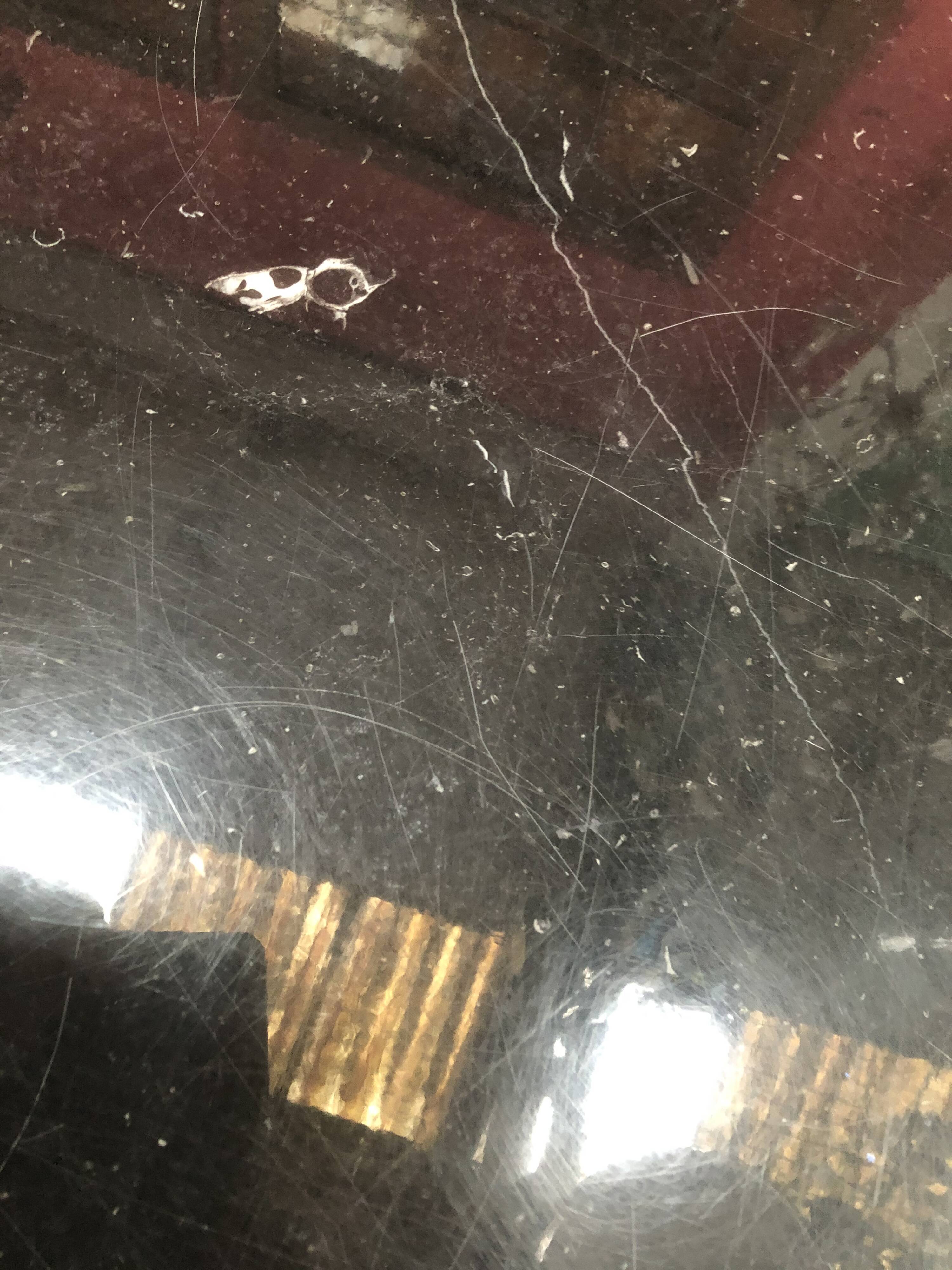 80s black marble oval coffee table