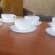 6 cups vintage year 60 Arcopal model Harlequin opaline white