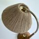 Vintage Scandinavian Lamp, Wood Brass Sisal