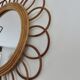 Authentic "flower" mirror in rattan and bamboo, 1960s 70s.