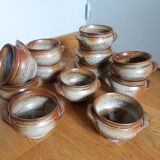 Soup bowls and cups in Puisaye stoneware by Jean-Pierre Prud'homme
