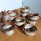Soup bowls and cups in Puisaye stoneware by Jean-Pierre Prud'homme