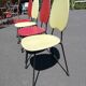 Série de 4 chaises vintage rouge et jaune