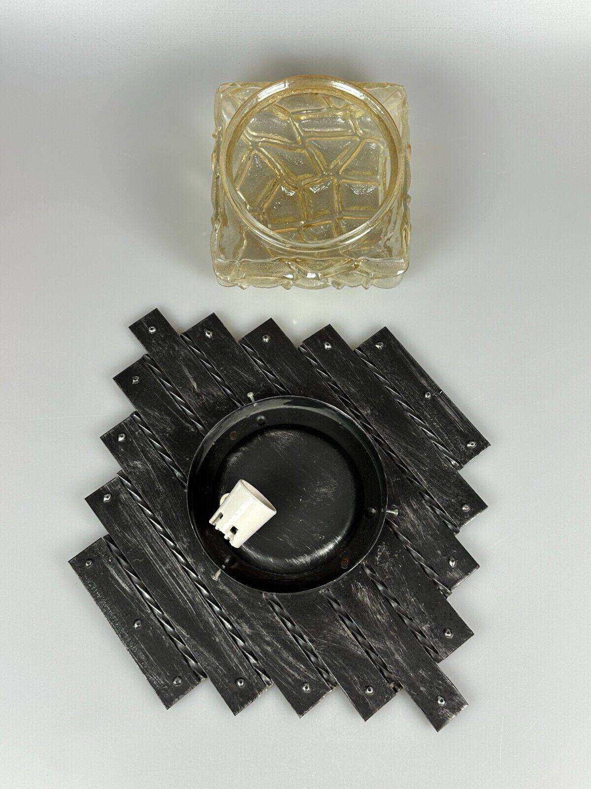 60's 70's Brutalist Wall Lamp Iron & Glass Wall Sconce