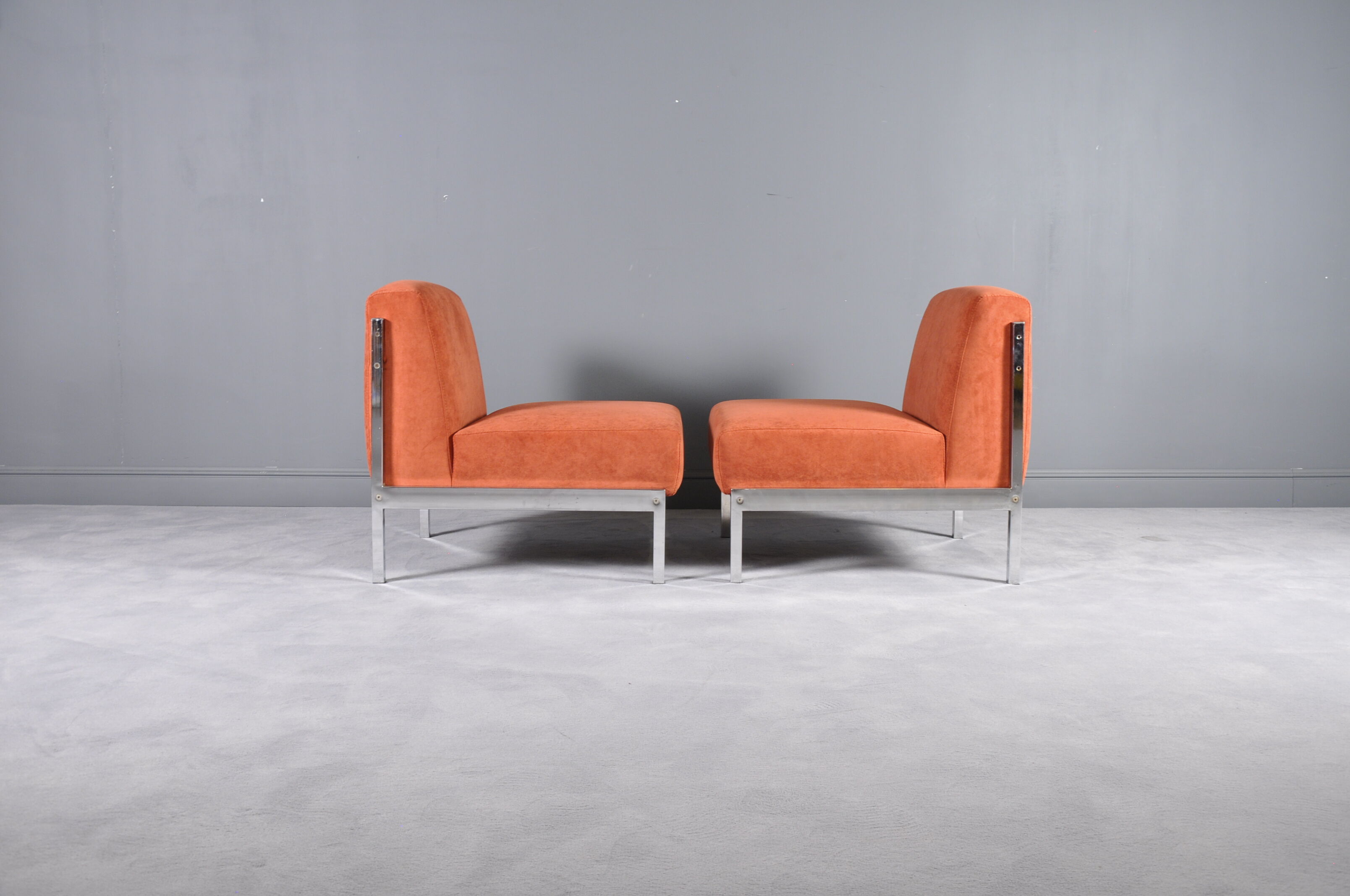 Pair of chrome base armchairs,1970