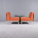 Pair of chrome base armchairs,1970