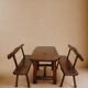 Dining table + 2 brutalist benches in vintage 1950s elm.