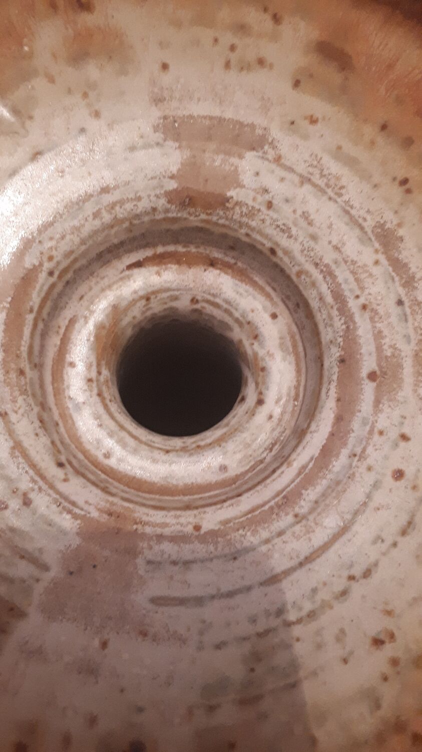 Large stoneware candle holder