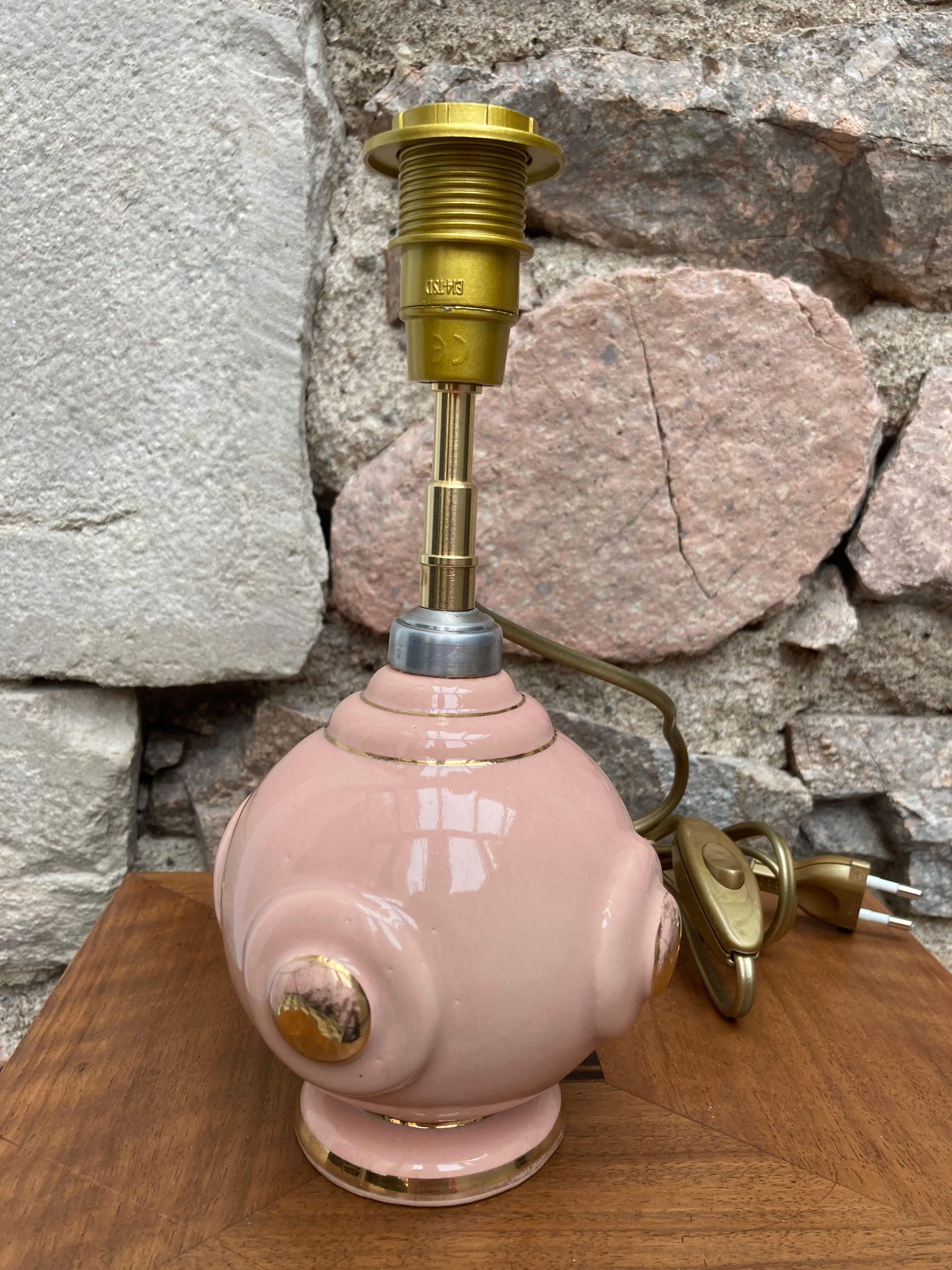 Foot of pink ceramic lamp 50s